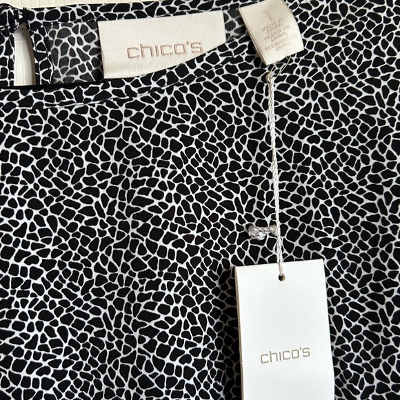 Chico’s mini animal Dritz’s short cap sleeve blouse size medium NEW - Picture 5 of 7